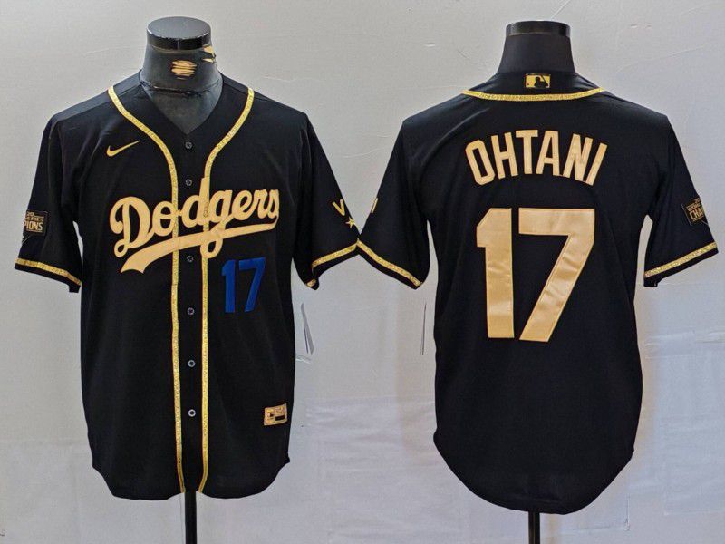 Men Los Angeles Dodgers #17 Ohtani Black gold Fashion Nike Game MLB Jersey style 7062->los angeles dodgers->MLB Jersey